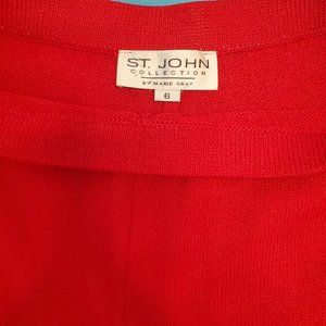St John Knit Bright Red, Flat Front, Straight Leg Pant Size 6